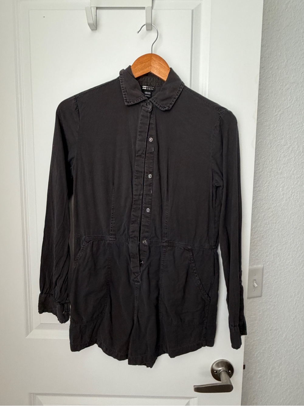 Billabong Black Utility Button Front Romper Women's XS